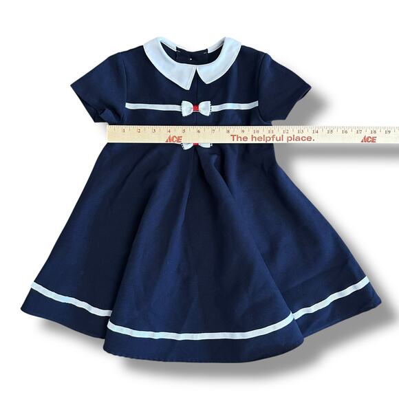 Bonnie Jean Girls Navy Sailor Dress 4T Peter Pan Collar Nautical Style R22688-1‎ - Picture 3 of 9